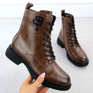 Skórzane botki damskie workery brązowe Filippo DBT7361 Filippo