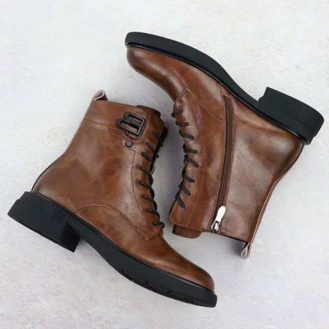 Skórzane botki damskie workery brązowe Filippo DBT7361 Filippo