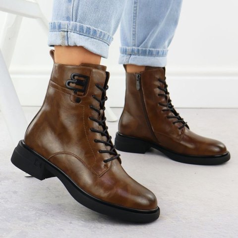 Skórzane botki damskie workery brązowe Filippo DBT7361 Filippo
