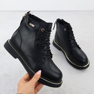 Skórzane botki damskie workery czarne Goe SS2N4101 Goe