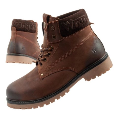 Wrangler Arch buty męskie sztyblety trzewiki eleganckie skórzane ciemny brąz