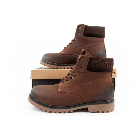 Wrangler Arch buty męskie sztyblety trzewiki eleganckie skórzane ciemny brąz