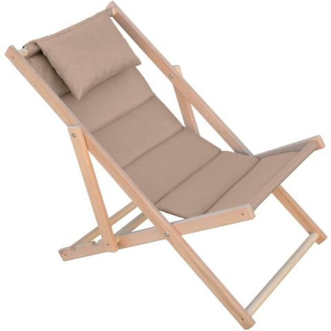 LEŻAK DREWNIANY CLASSIC SOFT Z ZAGŁÓWKIEM TAUPE Enero Camp