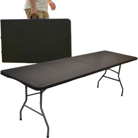 STÓŁ CATERINGOWY SKŁADANY W WALIZKĘ 240x74x74CM 150KG CZARNY