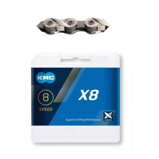 KMC Łańcuch X8 114 ogniw srebrno szary BOX KMC