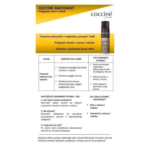 Preparat Coccine bezbarwny renowator ravivant do zamszu i nubuku DA0232 Coccine