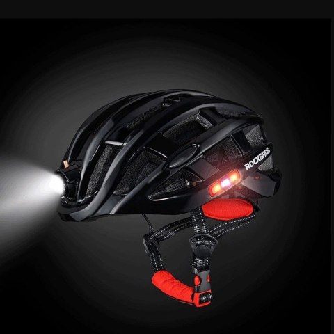 Rockbros kask rowerowy MTB z lampką czarny 57-62cm