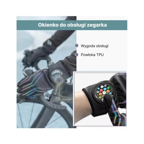 Rockbros zimowe rękawiczki rowerowe czarne L Rockbros