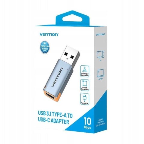 Adapter USB 3.1 Vention USB-A do USB-C ze smyczą stop aluminium Vention