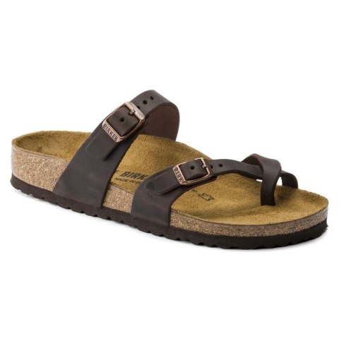 Klapki damskie Birkenstock Mayari Habana Narrow japonki na wąską stopę skóra nubukowa brązowe (0171323) Birkenstock