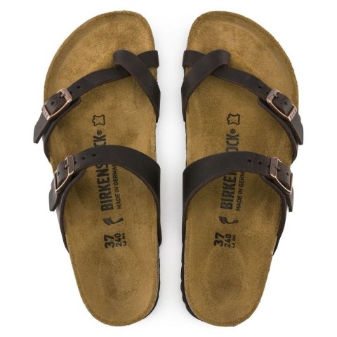 Klapki damskie Birkenstock Mayari Habana Narrow japonki na wąską stopę skóra nubukowa brązowe (0171323) Birkenstock