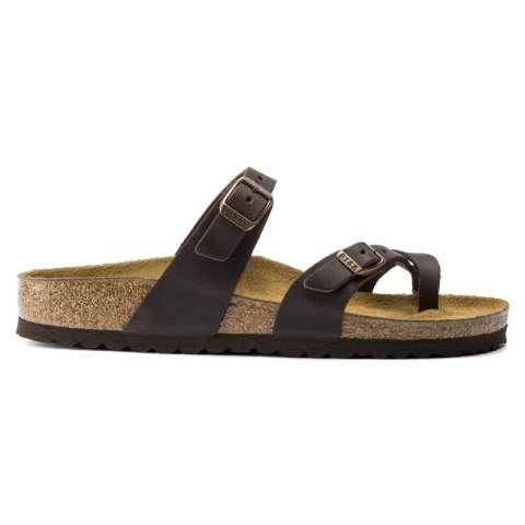 Klapki damskie Birkenstock Mayari Habana Narrow japonki na wąską stopę skóra nubukowa brązowe (0171323) Birkenstock