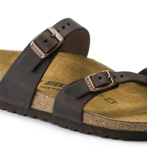 Klapki damskie Birkenstock Mayari Habana Narrow japonki na wąską stopę skóra nubukowa brązowe (0171323) Birkenstock