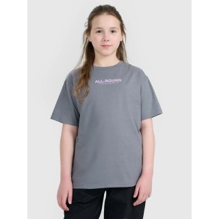 T-shirt oversize z nadrukiem dziewczęcy 4F 4FJWAW25TTSHF2387-23S 4f