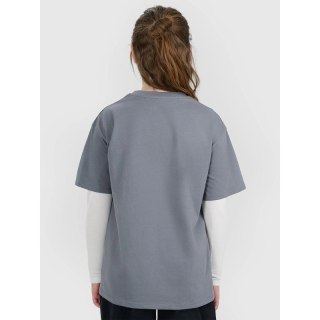 T-shirt oversize z nadrukiem dziewczęcy 4F 4FJWAW25TTSHF2387-23S 4f