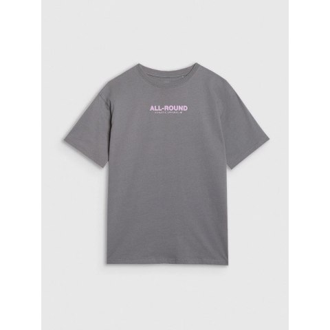 T-shirt oversize z nadrukiem dziewczęcy 4F 4FJWAW25TTSHF2387-23S 4f