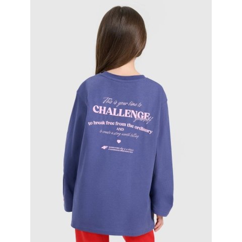 Longsleeve oversize z nadrukiem dziewczęcy 4F 4FJRAW25TLONF589-33S 4f