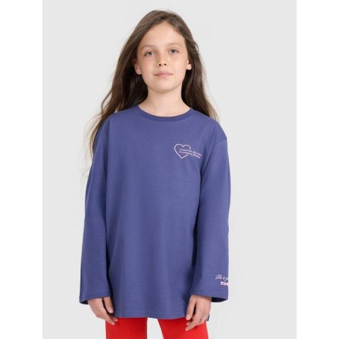 Longsleeve oversize z nadrukiem dziewczęcy 4F 4FJRAW25TLONF589-33S 4f