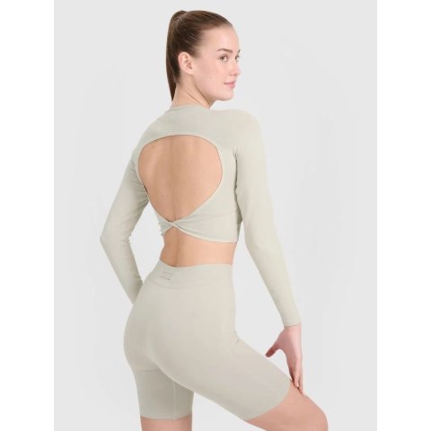 Longsleeve treningowy crop-top z wycięciem na plecach damski 4F 4FRSS25TFLOF486-83S 4f