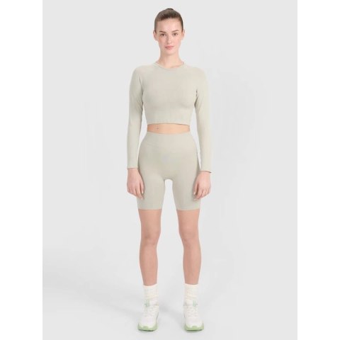 Longsleeve treningowy crop-top z wycięciem na plecach damski 4F 4FRSS25TFLOF486-83S 4f