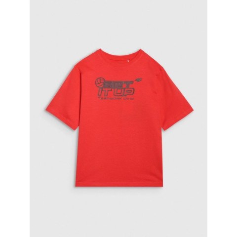 T-shirt oversize z nadrukiem dziecięcy 4F 4FJRSS25TTSHU3296-62S 4f