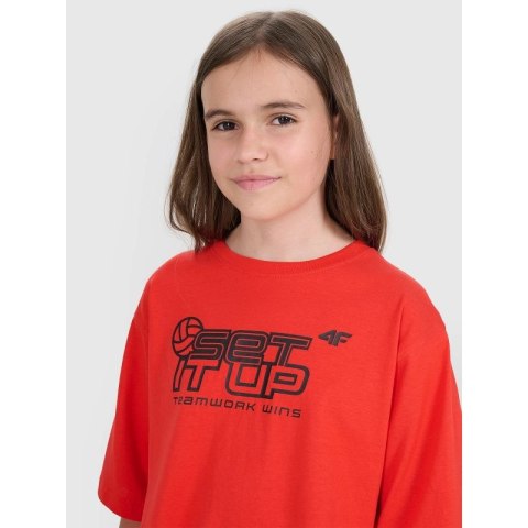 T-shirt oversize z nadrukiem dziecięcy 4F 4FJRSS25TTSHU3296-62S 4f
