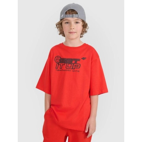 T-shirt oversize z nadrukiem dziecięcy 4F 4FJRSS25TTSHU3296-62S 4f