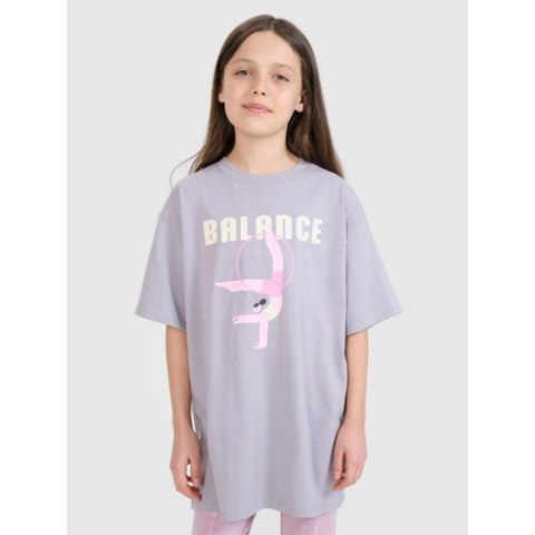 T-shirt oversize z nadrukiem dziewczęcy 4F 4FJRSS25TTSHF2646-25S 4f