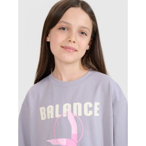 T-shirt oversize z nadrukiem dziewczęcy 4F 4FJRSS25TTSHF2646-25S 4f