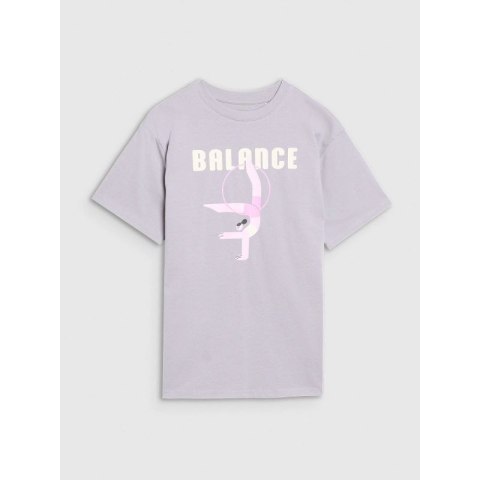 T-shirt oversize z nadrukiem dziewczęcy 4F 4FJRSS25TTSHF2646-25S 4f