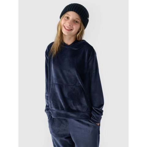 Bluza dresowa z weluru nierozpinana z kapturem dziewczęca 4F 4FJWAW24TSWSF1216-31S 4f