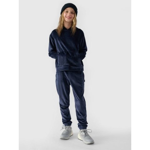 Bluza dresowa z weluru nierozpinana z kapturem dziewczęca 4F 4FJWAW24TSWSF1216-31S 4f