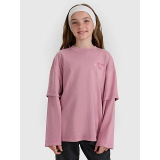 Longsleeve oversize z nadrukiem dziewczęcy 4F 4FJRAW25TLONF543-54S 4f