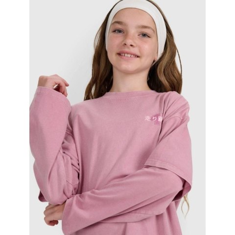 Longsleeve oversize z nadrukiem dziewczęcy 4F 4FJRAW25TLONF543-54S 4f