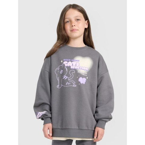 Bluza dresowa oversize nierozpinana bez kaptura dziewczęca 4F 4FJRAW25TSWSF2438-22S 4f