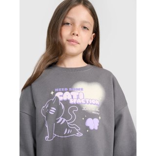 Bluza dresowa oversize nierozpinana bez kaptura dziewczęca 4F 4FJRAW25TSWSF2438-22S 4f