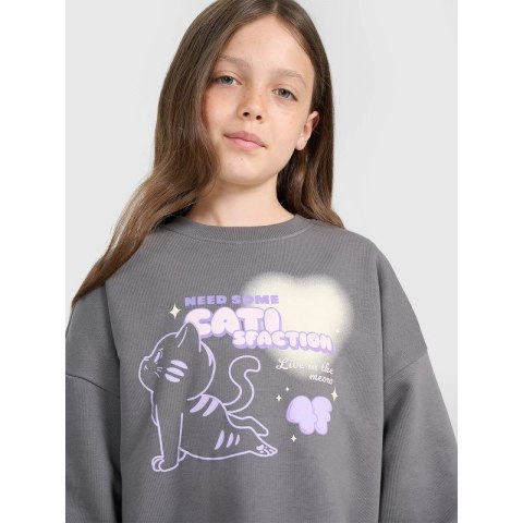 Bluza dresowa oversize nierozpinana bez kaptura dziewczęca 4F 4FJRAW25TSWSF2438-22S 4f