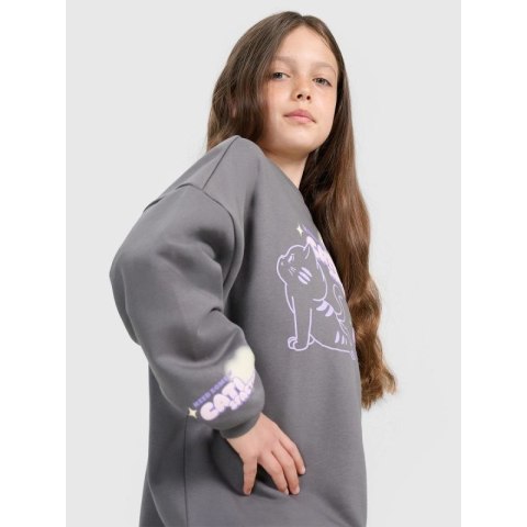 Bluza dresowa oversize nierozpinana bez kaptura dziewczęca 4F 4FJRAW25TSWSF2438-22S 4f