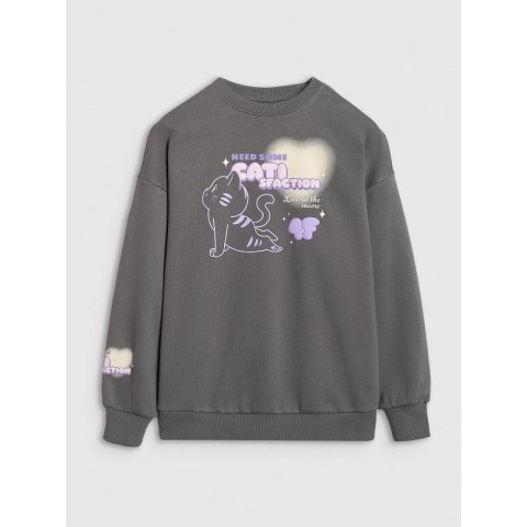 Bluza dresowa oversize nierozpinana bez kaptura dziewczęca 4F 4FJRAW25TSWSF2438-22S 4f