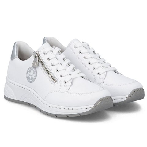 Skórzane półbuty damskie sneakersy białe Rieker N6508-80 Rieker