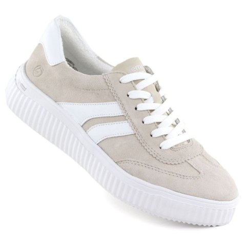 Skórzane półbuty sportowe sneakersy beżowe Remonte Rieker D3E00-60 Rieker