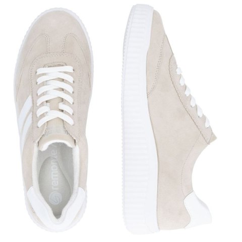Skórzane półbuty sportowe sneakersy beżowe Remonte Rieker D3E00-60 Rieker