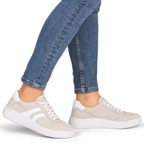 Skórzane półbuty sportowe sneakersy beżowe Remonte Rieker D3E00-60 Rieker