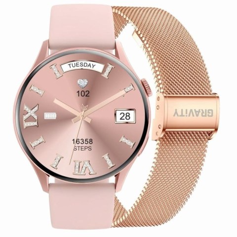 Smartwatch Gravity Różowe Złoto Pasek + Bransoleta GT11-5
