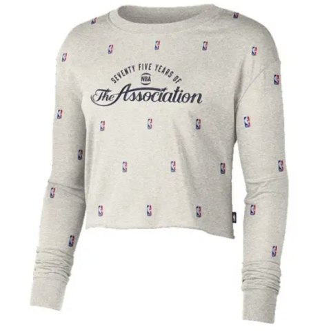 Bluza damska Nike NBA N31 Courtside Longsleeve Crop T-shirt Birch Heather - DA6810-051