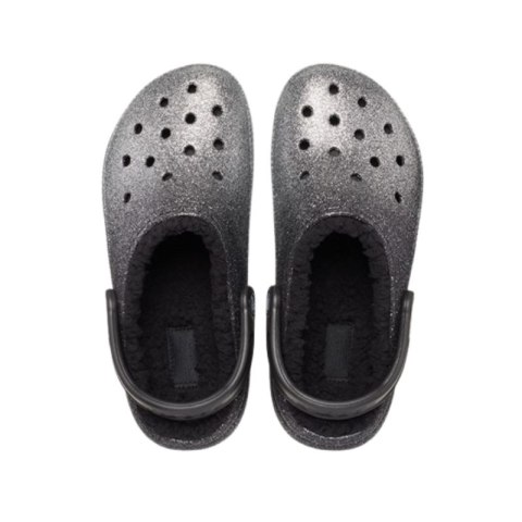 Klapki sandały Crocs Classic Glitter Lined Clog Srebrne - 205842-067