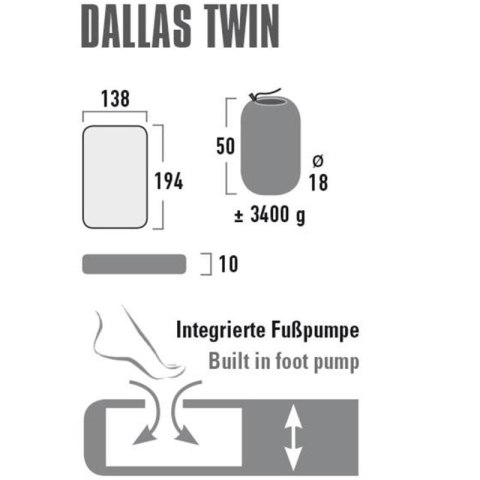 Materac High Peak Dallas Twin 194x138x10 41033 High Peak