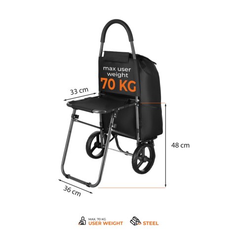 NC4303 WÓZEK NA ZAKUPY Z SIEDZISKIEM 40L CZARNY NILS NILS CAMP