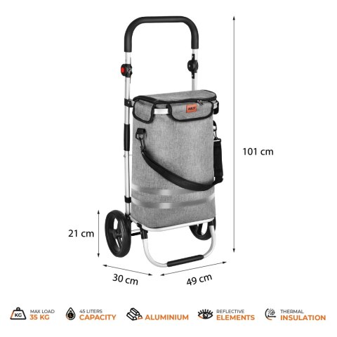 NC4305 WÓZEK NA ZAKUPY SKŁADANY PREMIUM 45L SZARY NILS NILS CAMP