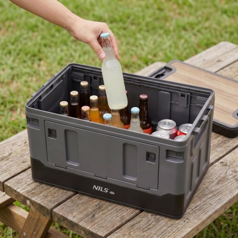 NCB4601 SKRZYNIA TRANSPORTOWA Z FUNKCJĄ BLATU 38L SZARA NILS CAMP NILS CAMP